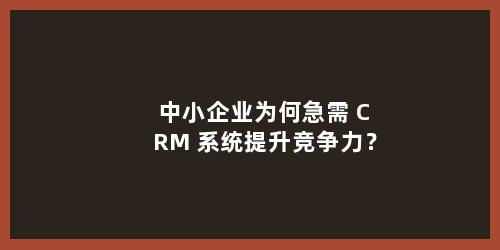 中小企业为何急需 CRM 系统提升竞争力？